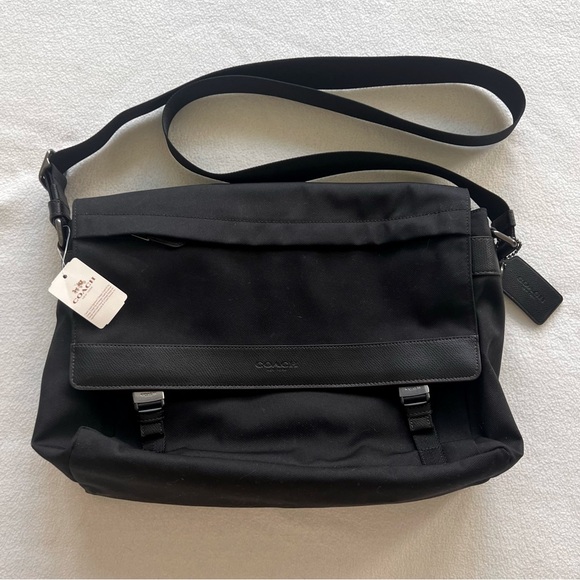 Coach canvas and leather messenger laptop bag, NWT - Picture 1 of 10